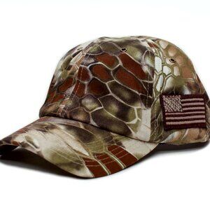 Tactical Camo Hat Embroidered American Flag Unisex Army Cap USA Brown/Khaki